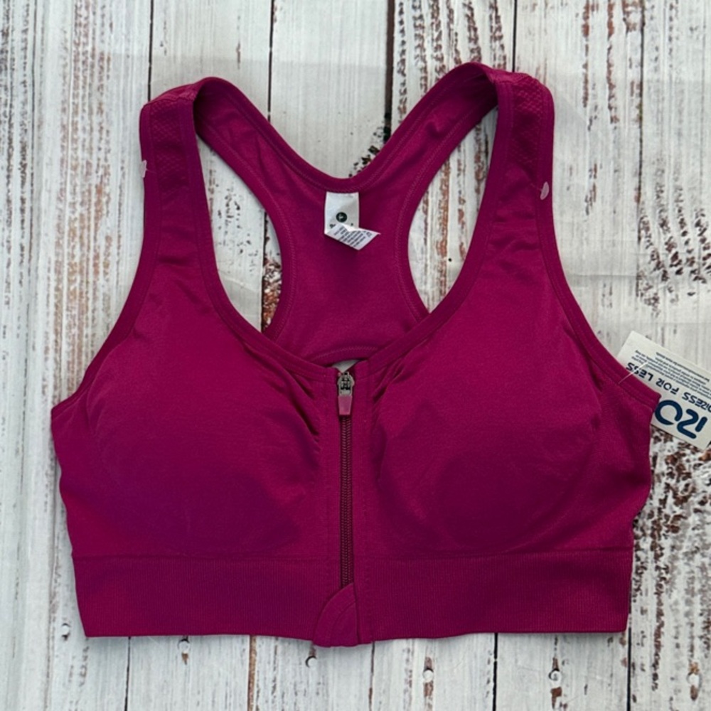 90 Degree By Reflex Fuchsia Front-Zip Racerback Sports Bra XL NWT - Picture 11 of 11
